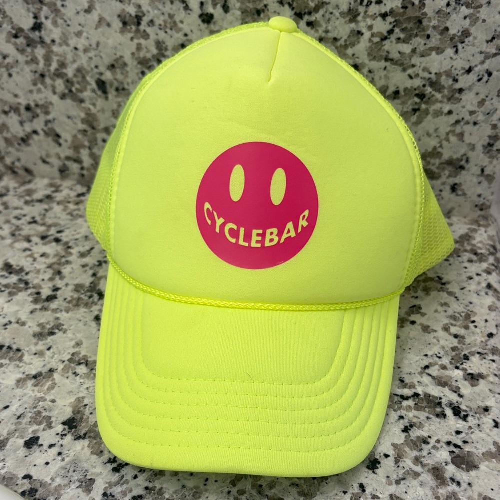 CycleBar Bright Yellow Cap with Pink Logo
